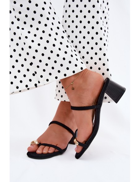 Women's Heeled Sandals With Gold Detail Black Verbena