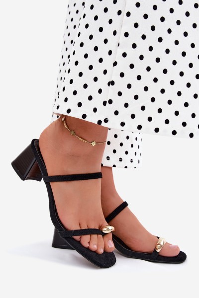 Women's Heeled Sandals With Gold Detail Black Verbena 2