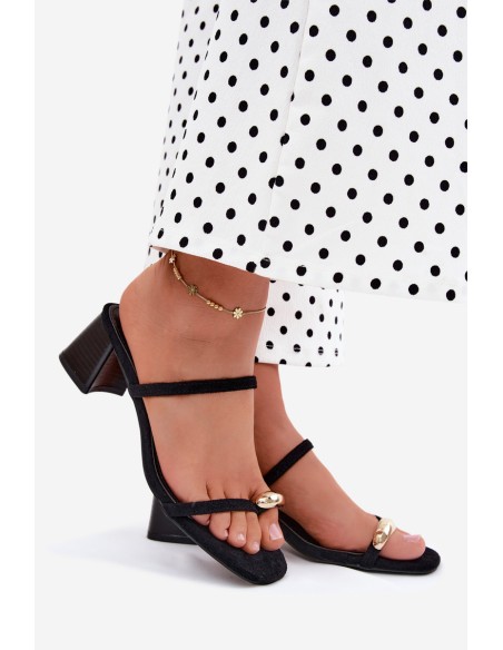 Women's Heeled Sandals With Gold Detail Black Verbena