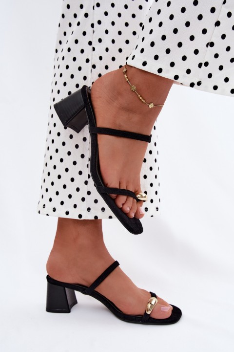 Women's Heeled Sandals With Gold Detail Black Verbena