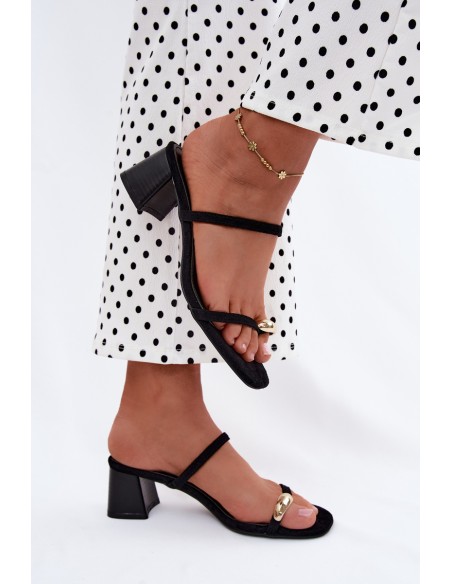 Women's Heeled Sandals With Gold Detail Black Verbena