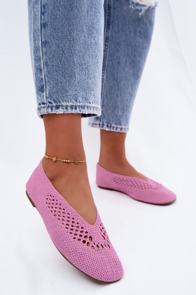 Hibisca Openwork Flat Pink Ballerinas