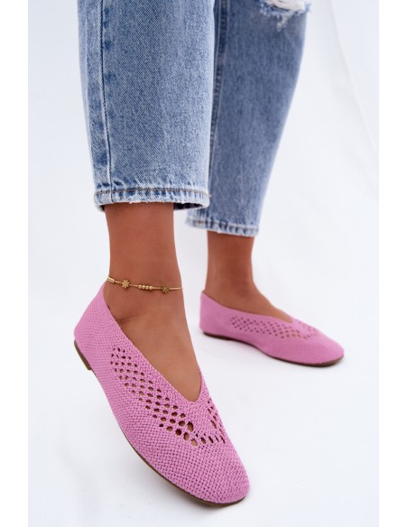 Hibisca Openwork Flat Pink Ballerinas