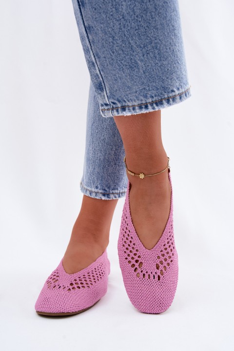 Hibisca Openwork Flat Pink Ballerinas