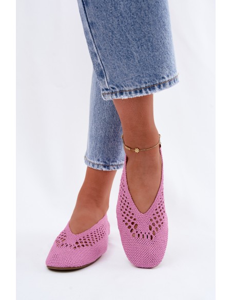 Hibisca Openwork Flat Pink Ballerinas