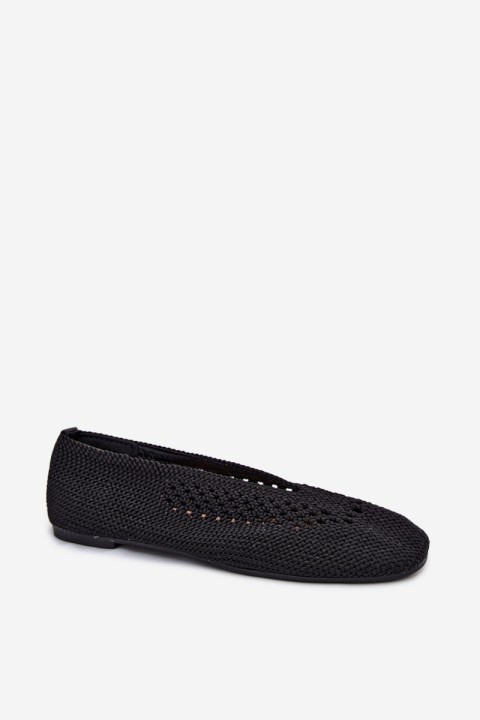 Openwork Flat Black Ballerinas Hibisca