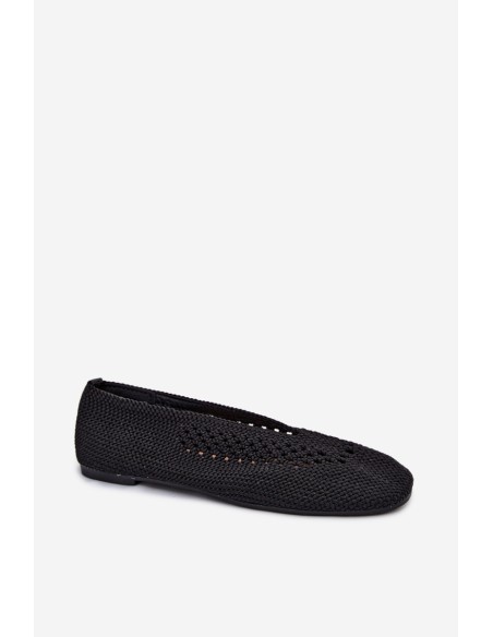 Openwork Flat Black Ballerinas Hibisca