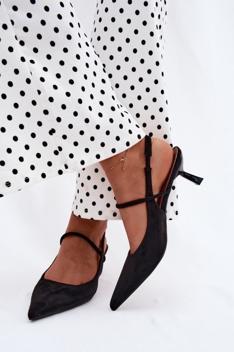 Women's Heeled Sandals Made of Faux Suede Black Marshia