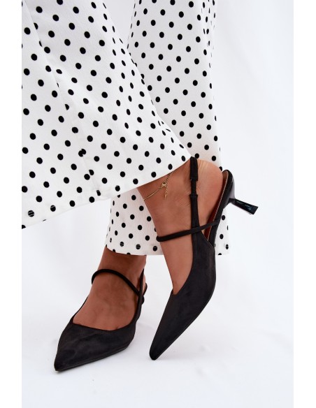 Women's Heeled Sandals Made of Faux Suede Black Marshia