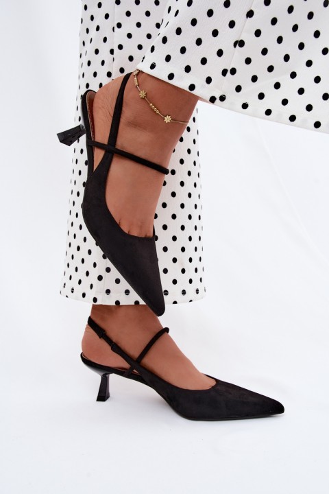 Women's Heeled Sandals Made of Faux Suede Black Marshia