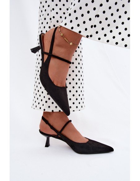 Women's Heeled Sandals Made of Faux Suede Black Marshia