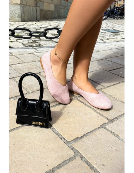 Pink Imitation Suede Ballerinas Camdena