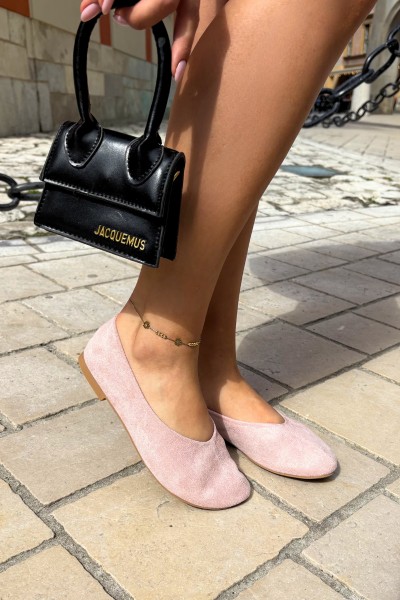 Pink Imitation Suede Ballerinas Camdena 2