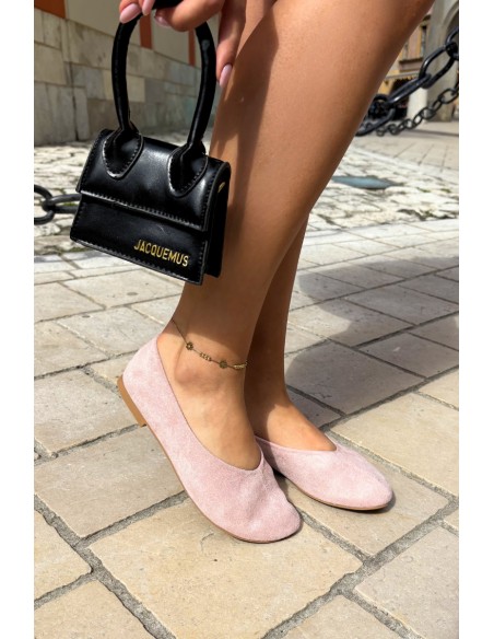 Pink Imitation Suede Ballerinas Camdena