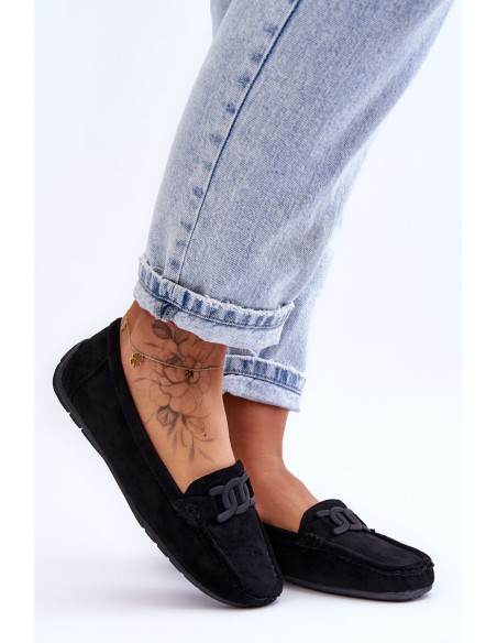 Women's Stylish Suede Loafers Black Rabell