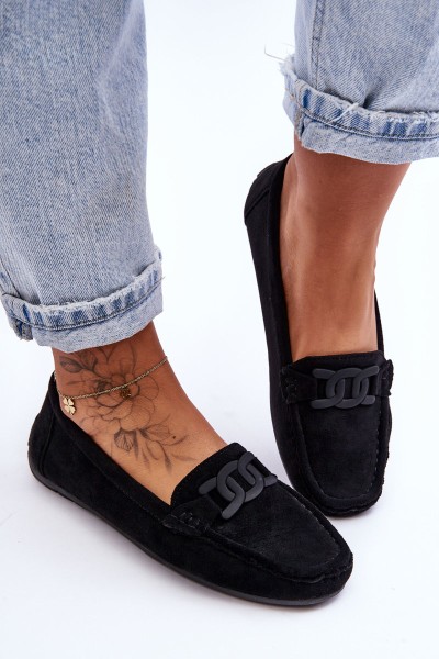Women's Stylish Suede Loafers Black Rabell 2