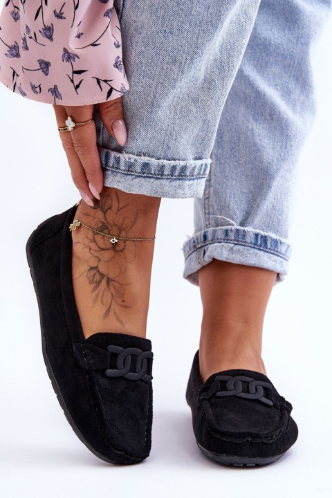 Women's Stylish Suede Loafers Black Rabell