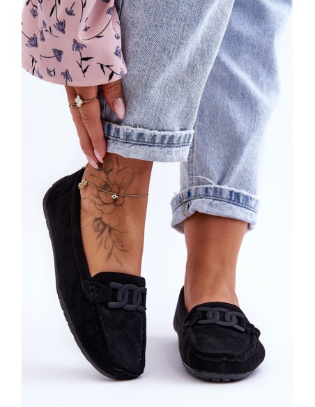 Women's Stylish Suede Loafers Black Rabell