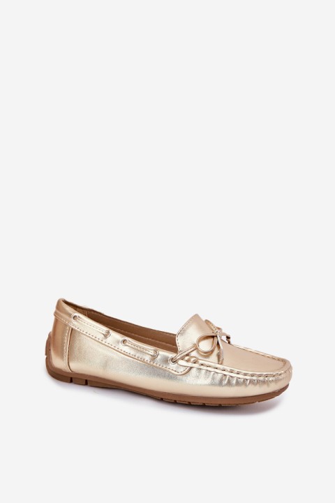 Women's eco leather loafers gold Si Passione