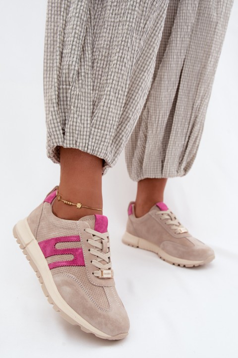 Women's Sports Sneakers Made of Natural Suede Beige Lovey
