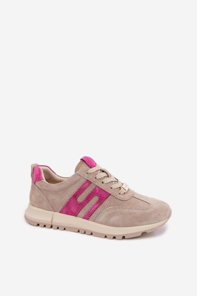 Women's Sports Sneakers Made of Natural Suede Beige Lovey 2