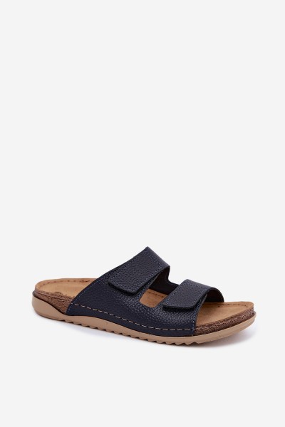 Leather Women's Slippers Inblu AA0005GU Dark Blue 2