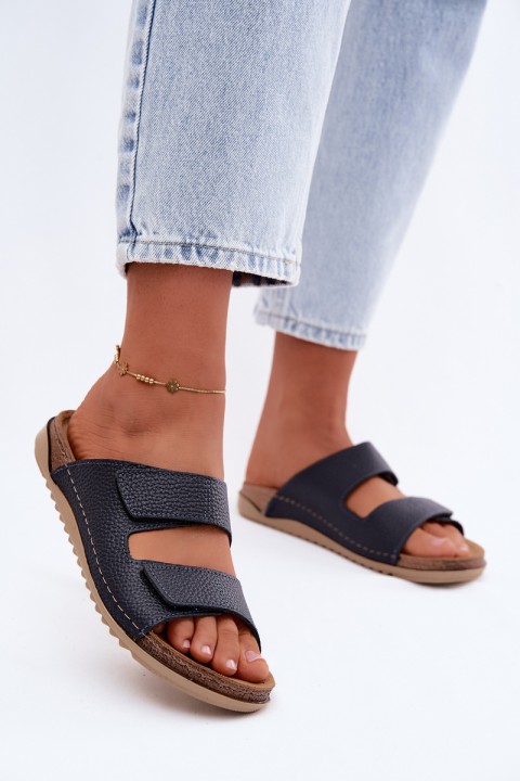 Leather Women's Slippers Inblu AA0005GU Dark Blue