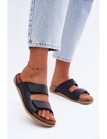 Leather Women's Slippers Inblu AA0005GU Dark Blue