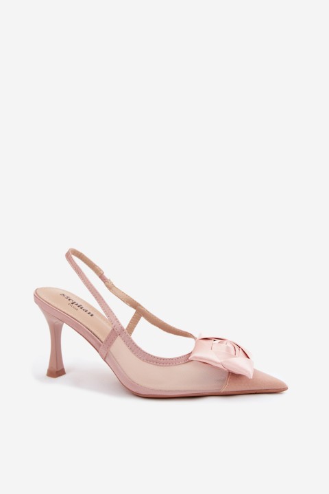 Mesh Sandals With Embellishment On Heel Hourglass Style Champagne Jasmina
