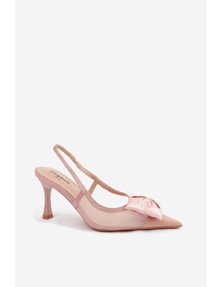 Mesh Sandals With Embellishment On Heel Hourglass Style Champagne Jasmina