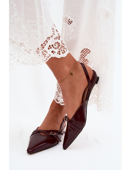 Glamira Burgundy Women's Sandals With Straps Made of Faux Leather