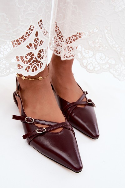 Glamira Burgundy Women's Sandals With Straps Made of Faux Leather 2