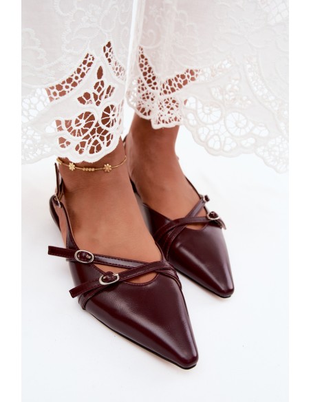 Glamira Burgundy Women's Sandals With Straps Made of Faux Leather