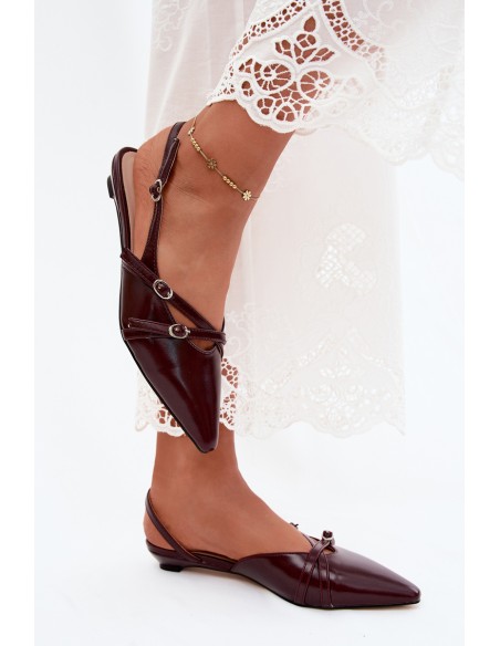 Glamira Burgundy Women's Sandals With Straps Made of Faux Leather