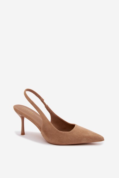 Women's High Heel Sandals Dark Beige Eco Suede Kevina 2