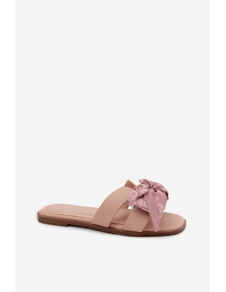 Women's Flat Heel Sandals With Bow Nude Caprissa
