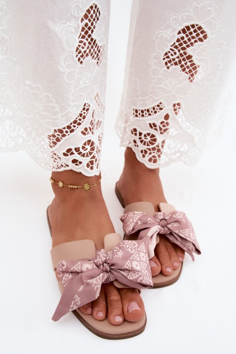 Women's Flat Heel Sandals With Bow Nude Caprissa