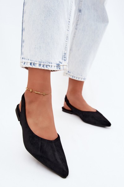 Open-Back Ballerinas Faux Suede Black Merceria