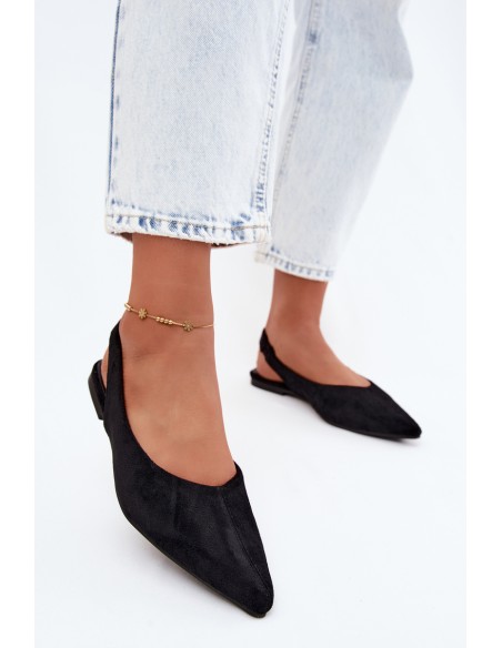 Open-Back Ballerinas Faux Suede Black Merceria