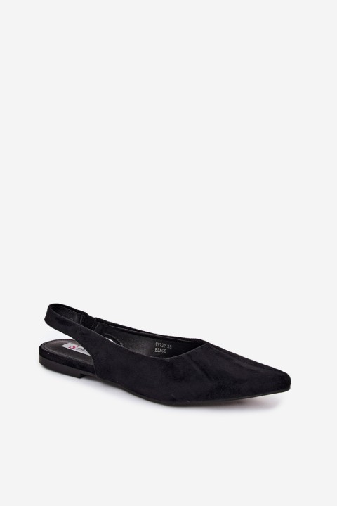 Open-Back Ballerinas Faux Suede Black Merceria
