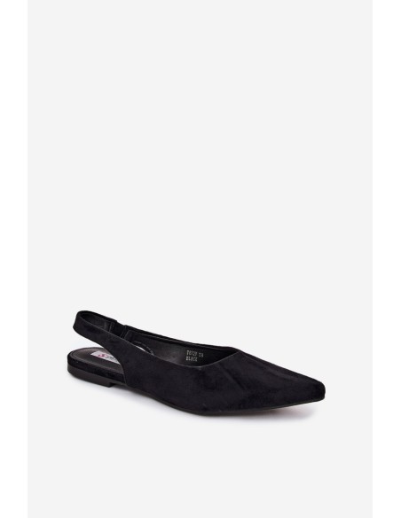 Open-Back Ballerinas Faux Suede Black Merceria
