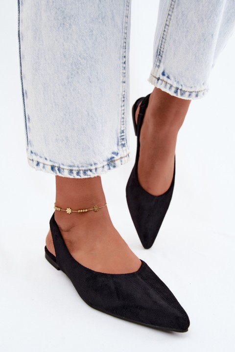 Open-Back Ballerinas Faux Suede Black Merceria