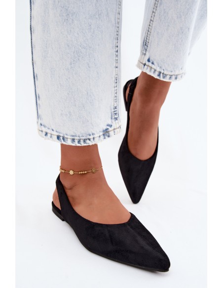 Open-Back Ballerinas Faux Suede Black Merceria