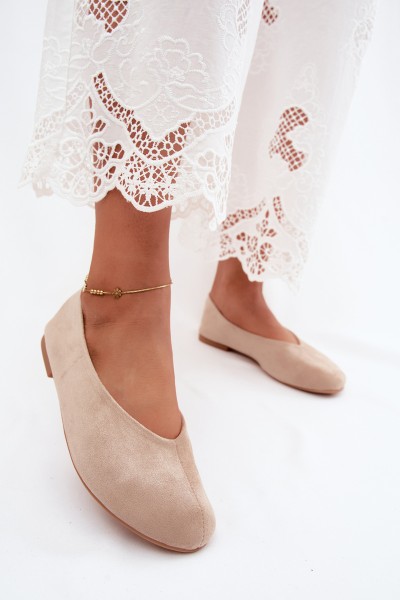 Beige Faux Suede Ballerinas Camdena