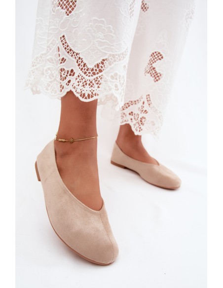 Beige Faux Suede Ballerinas Camdena