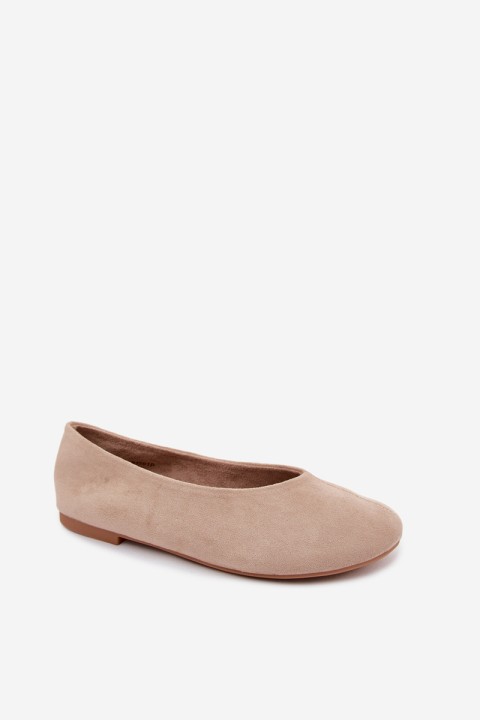 Beige Faux Suede Ballerinas Camdena