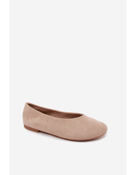 Beige Faux Suede Ballerinas Camdena