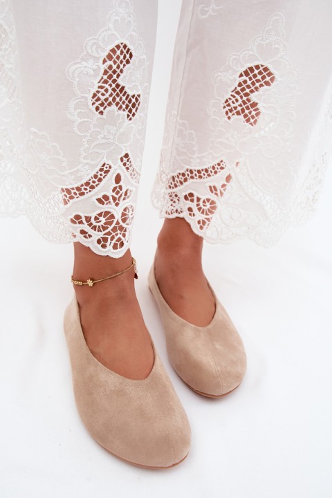 Beige Faux Suede Ballerinas Camdena