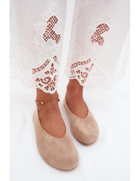 Beige Faux Suede Ballerinas Camdena