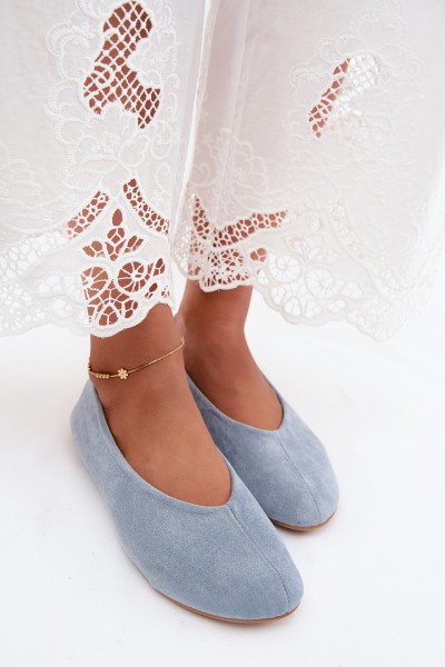 Women's Imitation Suede Blue Ballerinas Camdena